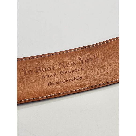 TO BOOT NEW YORK Adam Derrick Men's 38 Italian Leather Brown Belt 1-3/8" W EUC - Picture 5 of 6